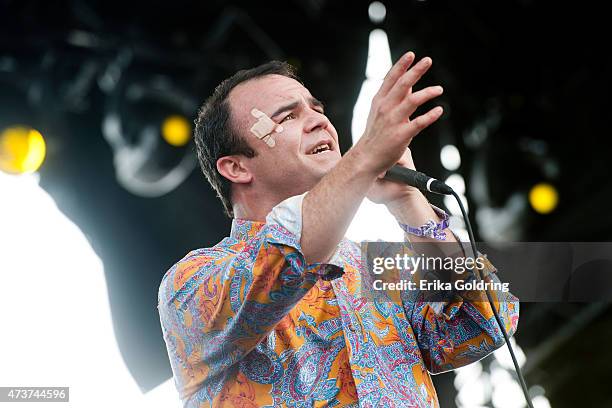 Sam Herring of Future Islands performs on May 16, 2015 in Gulf Shores, Alabama.