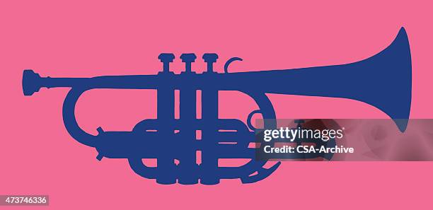 trompete - blechblasinstrument stock-grafiken, -clipart, -cartoons und -symbole