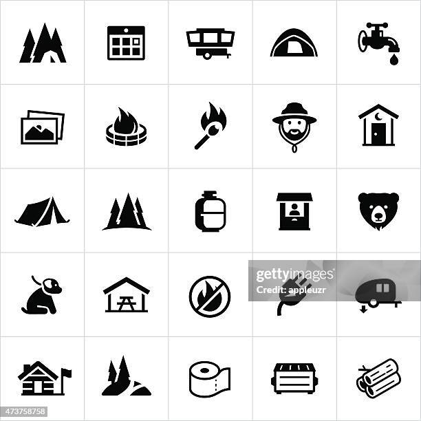 campground icons - camping stock illustrations
