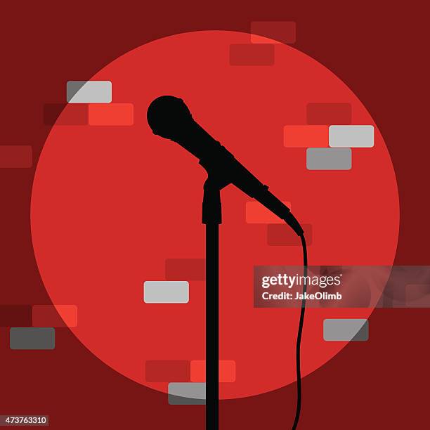 mikrofon silhouette gegen die wand - karaoke stock-grafiken, -clipart, -cartoons und -symbole