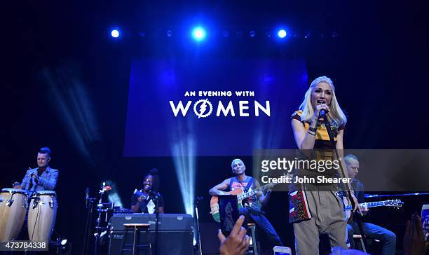 Musicians Adrian Young, Tony Kanal, Gwen Stefani and Tom Dumont of No Doubt perform at An Evening with Women benefiting the Los Angeles LGBT Center...