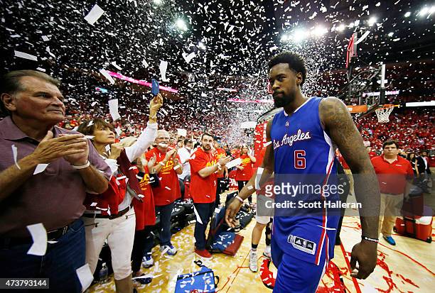 DeAndre Jordan of the Los Angeles Clippers walks off of the court after they lost 100 to 113 to the Houston Rockets during Game Seven of the Western...