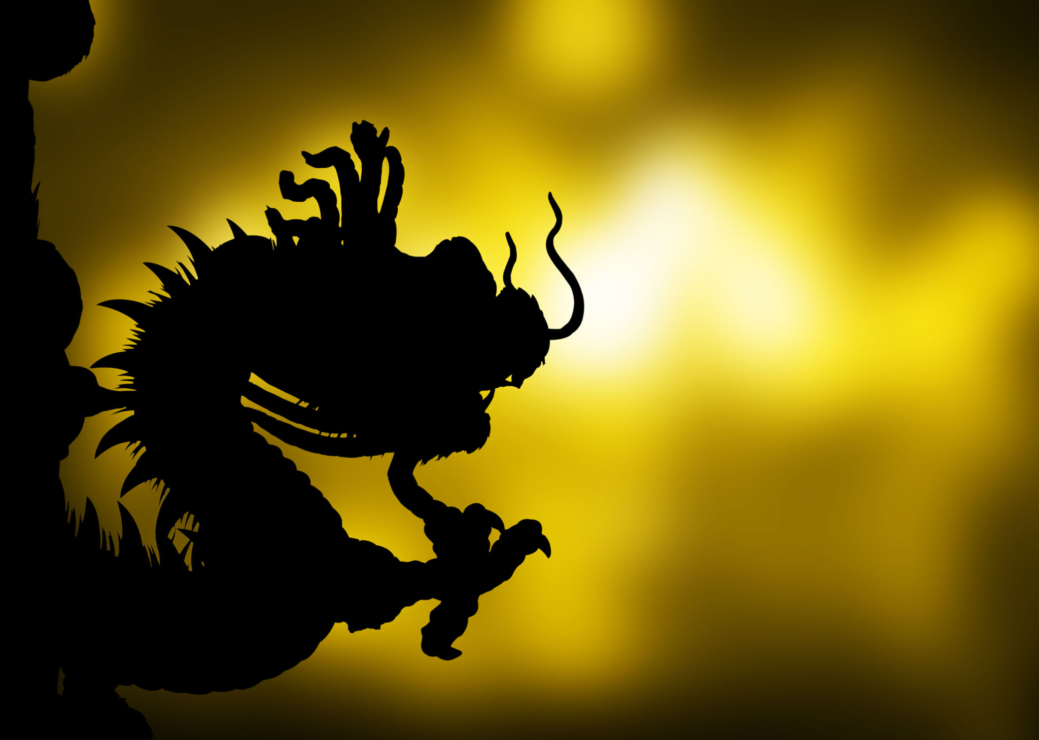 Shadow Dragon on a gold background. Shadow Dragon on a gold background.