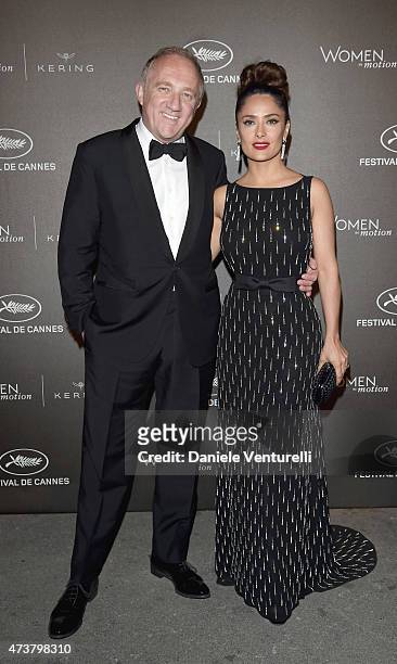 Salma Hayek and François-Henri Pinault attend the Kering Official Cannes Dinner at Place de la Castre on May 17, 2015 in Cannes, France.
