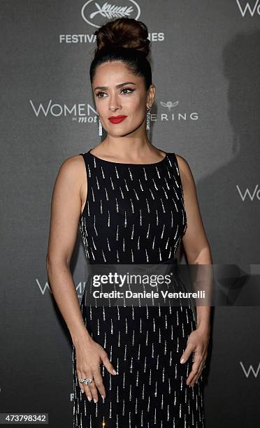 Salma Hayek attends the Kering Official Cannes Dinner at Place de la Castre on May 17, 2015 in Cannes, France.