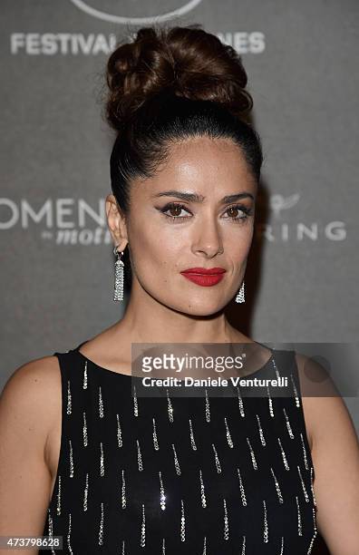 Salma Hayek attends the Kering Official Cannes Dinner at Place de la Castre on May 17, 2015 in Cannes, France.