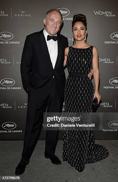 Salma Hayek and François-Henri Pinault attend the Kering Official Cannes Dinner at Place de la Castre on May 17, 2015 in Cannes, France.