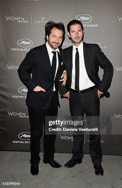 Édouard Baer and guest attend the Kering Official Cannes Dinner at Place de la Castre on May 17, 2015 in Cannes, France.