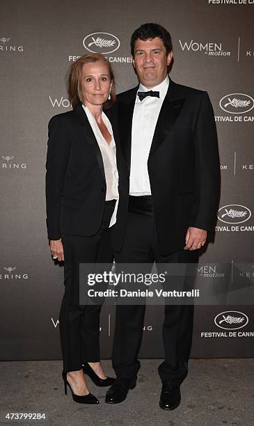 Jean-François Palus and wife attend the Kering Official Cannes Dinner at Place de la Castre on May 17, 2015 in Cannes, France.