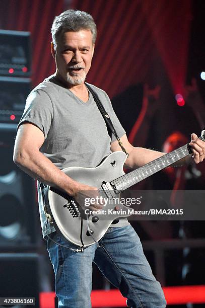 Guitarist Eddie Van Halen of Van Halen performs onstage during the 2015 Billboard Music Awards at MGM Grand Garden Arena on May 17, 2015 in Las...