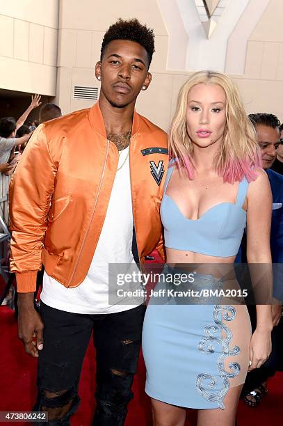 Rapper Iggy Azalea and athlete Nick Young attend the 2015 Billboard Music Awards at MGM Grand Garden Arena on May 17, 2015 in Las Vegas, Nevada.