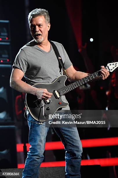 Guitarist Eddie Van Halen of Van Halen performs onstage during the 2015 Billboard Music Awards at MGM Grand Garden Arena on May 17, 2015 in Las...