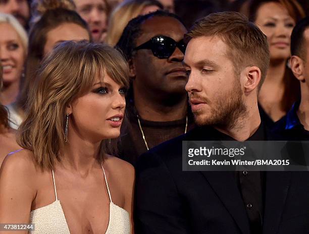 Musicians Taylor Swift and Calvin Harris attend the 2015 Billboard Music Awards at MGM Grand Garden Arena on May 17, 2015 in Las Vegas, Nevada.
