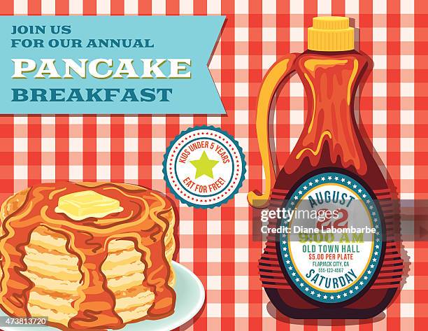 pancake breakfast invite poster template - pancake stock illustrations