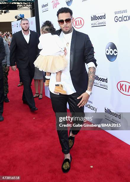 Singer Chris Brown and daughter Royalty attend the 2015 Billboard Music Awards with Kia Motors at MGM Grand Garden Arena on May 17, 2015 in Las...