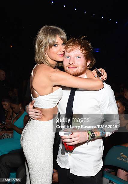 Recording artists Taylor Swift and Ed Sheeran attend the 2015 Billboard Music Awards at MGM Grand Garden Arena on May 17, 2015 in Las Vegas, Nevada.