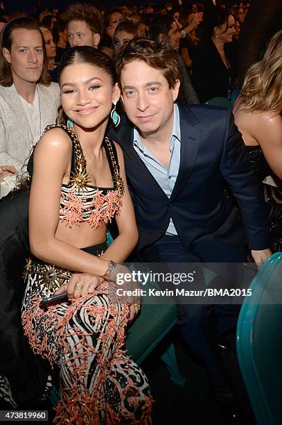 Actress/singer Zendaya and Executive Vice President of Republic Records Charlie Walk attend the 2015 Billboard Music Awards at MGM Grand Garden Arena...