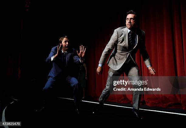 Actors Vincent Kartheiser and Jon Hamm attend the Film Independent at LACMA special screening of the final episode of "Mad Men" at The Ace Hotel...