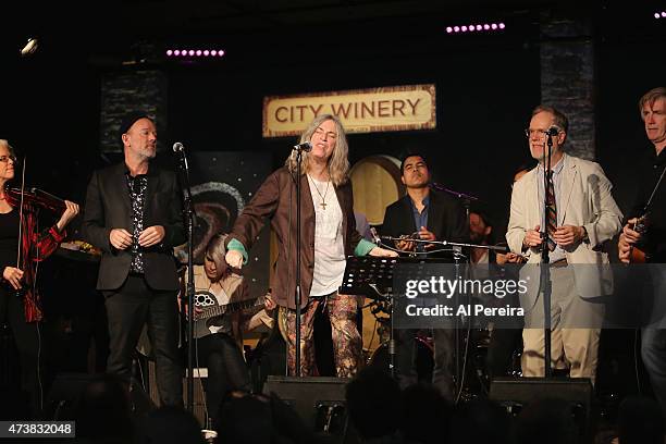 Michael Stipe, Patti Smith and Loudon Wainwright III perform at the Everest Awakening: A Prayer for Nepal and Beyond Benefit show at City Winery on...
