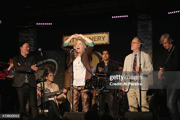 Michael Stipe, Patti Smith and Loudon Wainwright III perform at the Everest Awakening: A Prayer for Nepal and Beyond Benefit show at City Winery on...