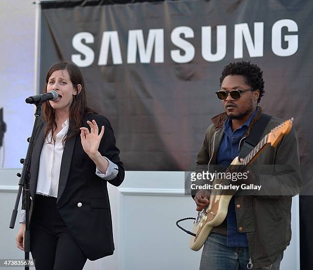 Sasha Spielberg and Theo Spielberg of the band Wardell perform at Samsung Home Appliances Hosts Billboard Music Awards Viewing Party at the London...