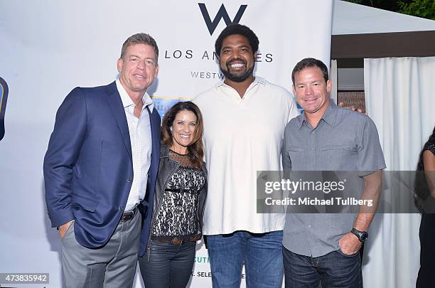 Former NFL quarterback Troy Aikman, Shannon Mora, fromer NFL player Jonathan Ogden and UCLA football coach Jim Mora attend the VIP Appreciation...