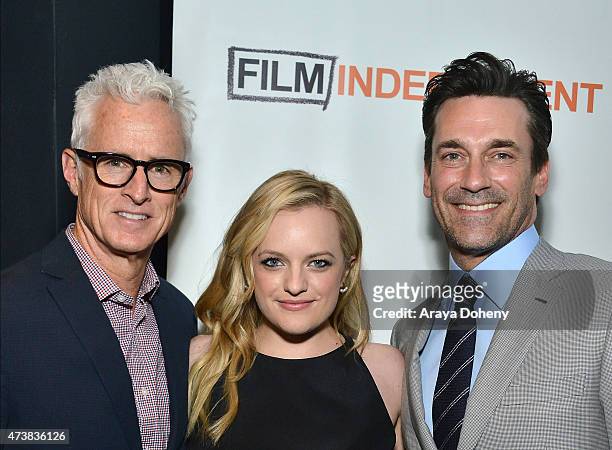 John Slattery, Elisabeth Moss and Jon Hamm attend the Film Independent Special Screening of "Mad Men" at The Ace Hotel Theater on May 17, 2015 in Los...