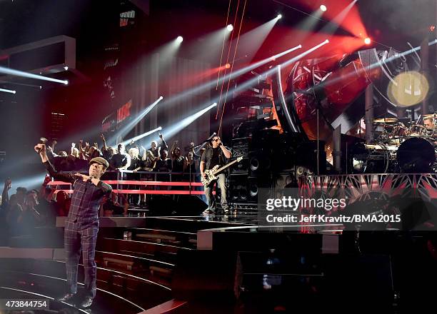 Van Halen, featuring singer David Lee Roth, performs onstage during the 2015 Billboard Music Awards at MGM Grand Garden Arena on May 17, 2015 in Las...