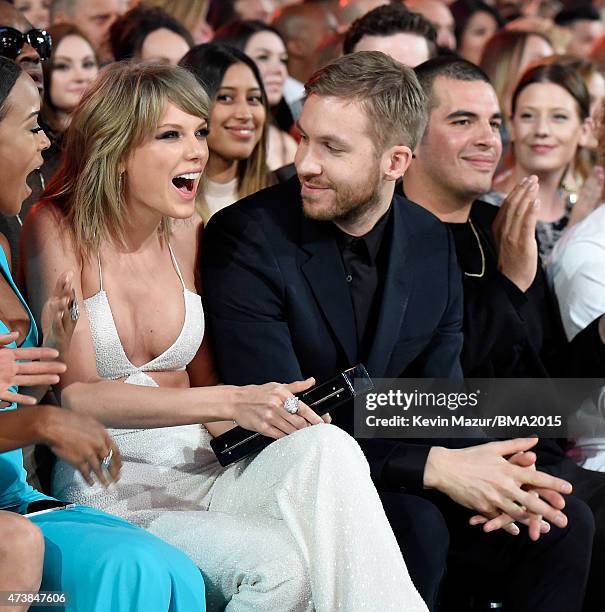Recording artists Taylor Swift and Calvin Harris attend the 2015 Billboard Music Awards at MGM Grand Garden Arena on May 17, 2015 in Las Vegas,...
