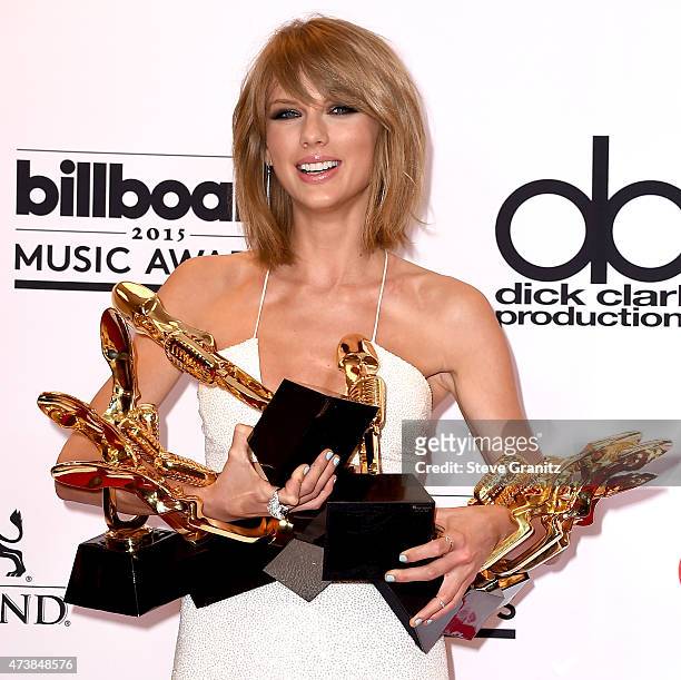 Recording artist Taylor Swift, winner of Top Artist, Top Female Artist, Top Billboard 200 Artist, Top Billboard 200 Album for "1989," Top Hot 100...