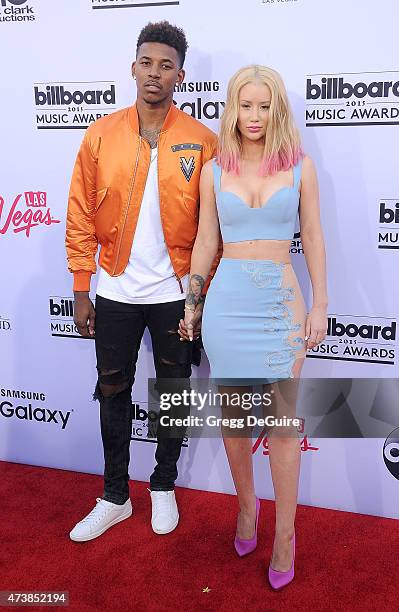 Singer Iggy Azalea and Nick Young arrive at the 2015 Billboard Music Awards at MGM Garden Arena on May 17, 2015 in Las Vegas, Nevada.