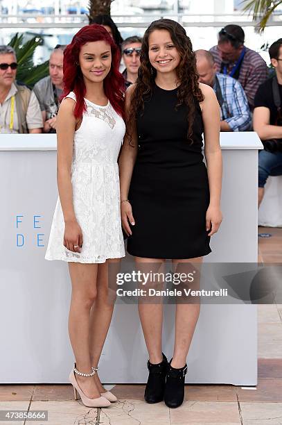 Actresses Leidi Gutierrez and Nancy Talamantes attend the "Las Elegidas" Photocall during the 68th annual Cannes Film Festival on May 18, 2015 in...