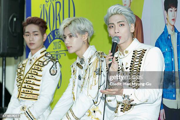 Jonghyun of South Korean boy band SHINee attends the 'SHINee World IV' press conference on May 17, 2015 in Seoul, South Korea.