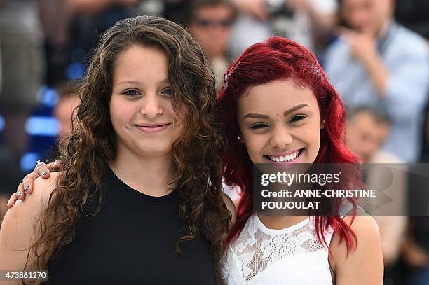 Mexican actresses Nancy Talamantes and Leidi Gutierrez pose during a photocall for the film "Las Elegidas" at the 68th Cannes Film Festival in...