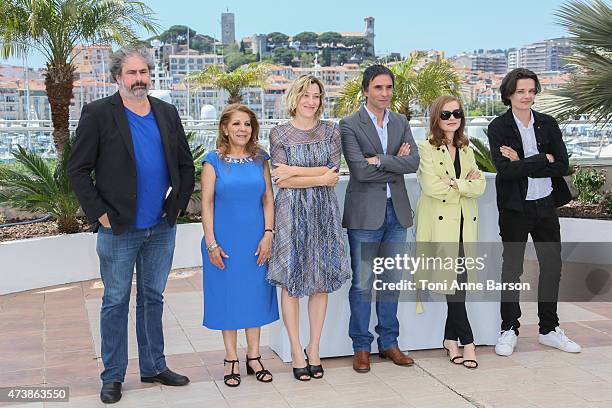 Gustave Kervern, Tassadit Mandi, Valeria Bruni Tedeschi, director Samuel Benchetrit and Isabelle Huppert attend the "Asphalte - Macadam Story"...