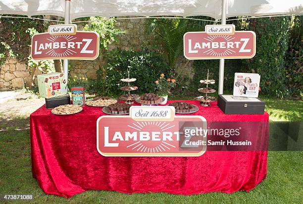 The Lambertz table at the Hollywood Domino Cannes Benefiting Action Against Hunger Nepal Earthquake Emergency Response on May 17, 2015 in Cannes,...