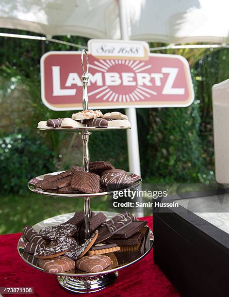 The Lambertz table at the Hollywood Domino Cannes Benefiting Action Against Hunger Nepal Earthquake Emergency Response on May 17, 2015 in Cannes,...