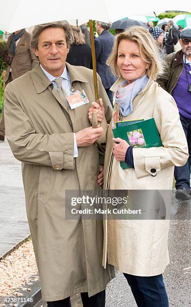 Nigel Havers and Georgiana Bronfman visit the annual Chelsea Flower show at Royal Hospital Chelsea on May 18, 2015 in London, England.