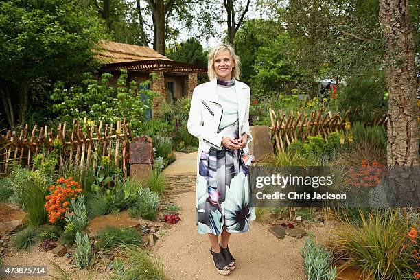 Linda Barker visits the Sentebale 'Hope In Vunerability' Garden during the annual Chelsea Flower show at Royal Hospital Chelsea on May 18, 2015 in...