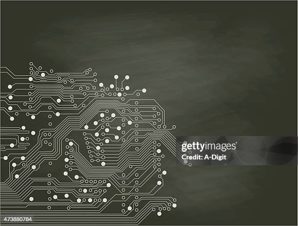 chalk circuit board - silicon wafer stock illustrations