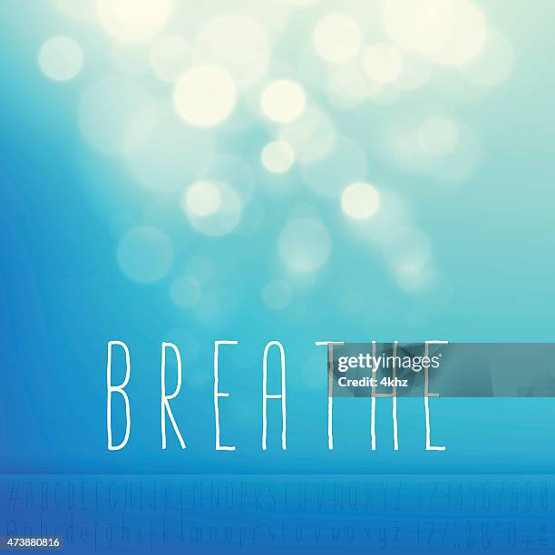 breathe stock vector background word blue sky text alphabet - breathing exercise stock illustrations