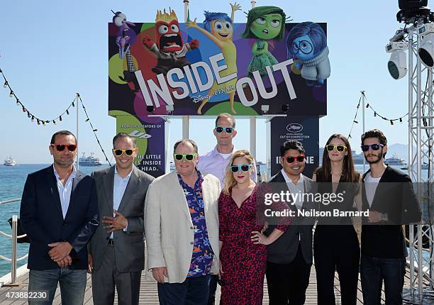 Gilles Lellouche, Jonas Rivera, John Lasseter, Pete Docter, Marilou Berry, Ronnie del Carmen, Charlotte Le Bon and Pierre Niney attend the photocall...