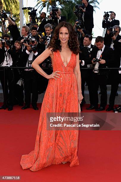 Actress Andie MacDowell attends the Premiere of "Inside Out" during the 68th annual Cannes Film Festival on May 18, 2015 in Cannes, France.