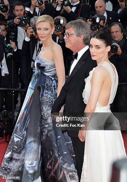 Actress Rooney Mara, director Todd Haynes and actress Cate Blanchett attend the 'Carol' Premiere during the 68th annual Cannes Film Festival on May...