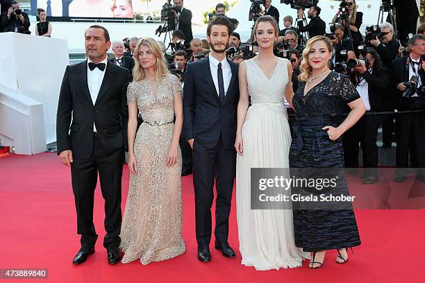 Actors Gilles Lellouche Melanie Laurent, Pierre Niney, Charlotte Le Bon and Marilou Berry attends the Premiere of "Inside Out" during the 68th annual...