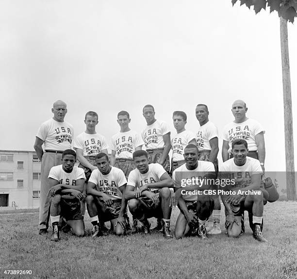 Members of the 1960 Summer Olympic Mens Boxing Team. Pictured: Back Row: Coach, Ben Becker, Jeremy Lee Armstrong , Humberto O. Barrera , Harry...