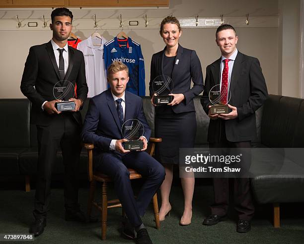 Saqib Mahmood the England Development Programme Cricketer of the Year award winner, Joe Root the England Men's Cricketer of the Year Charlotte...