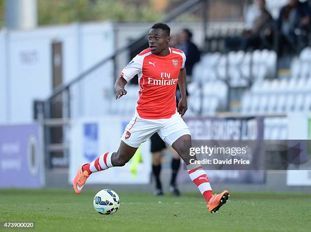 Marc Bola of Arsenal during the match between Arsenal U21s and Wolverhampton Wanderers U21s at Meadow Park on May 18, 2015 in Borehamwood, England.