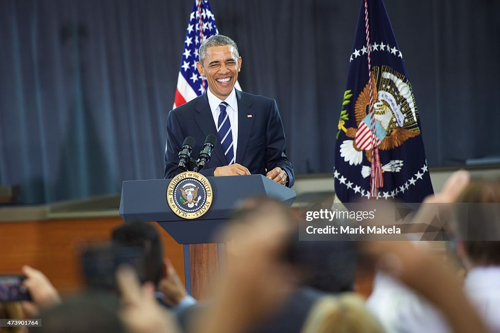 President Obama Speaks At Camden, New Jersey Community Center