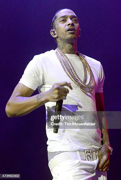 Nipsey Hussle performs during Power 106's Powerhouse 2015 at Honda Center on May 16, 2015 in Anaheim, California.